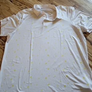 Adidas golf Polo Shirt xxl White with yellow dots button-down short sleeve